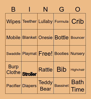 Baby Shower Bingo Card