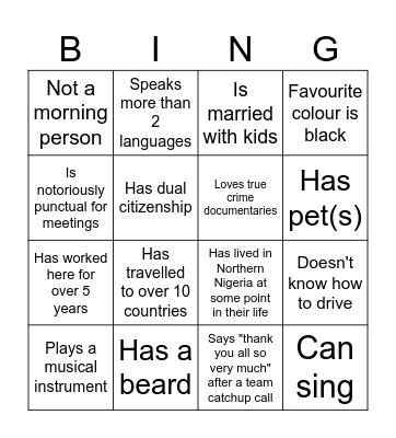 Bamboo Bingo - Day One Company Retreat Bingo Card