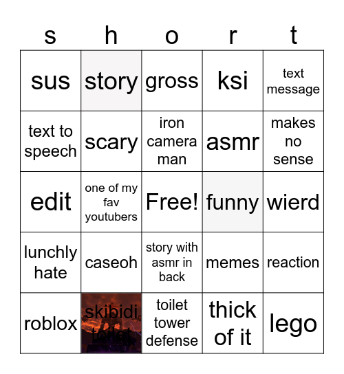 shorts bingo Card