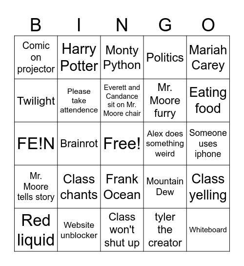 Gifted and Talented Bingo (updated again) Bingo Card