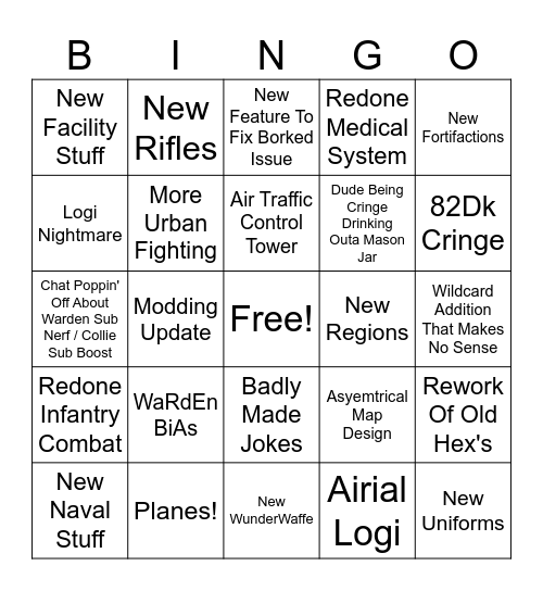 Foxhole Bingo Update 59 Bingo Card