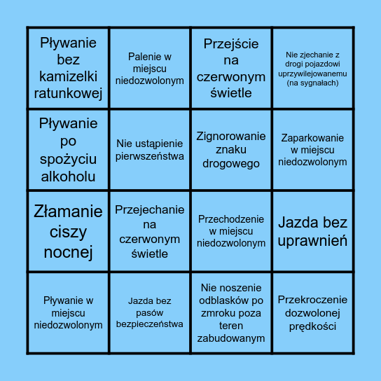 Kryminalne bingo Card