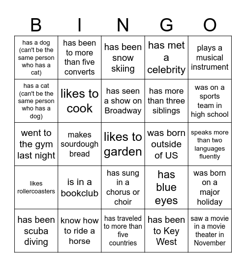 Find Someone Who... Bingo Card