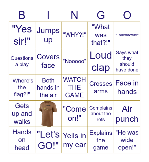 BALTIMORE RAVENS Bingo Card