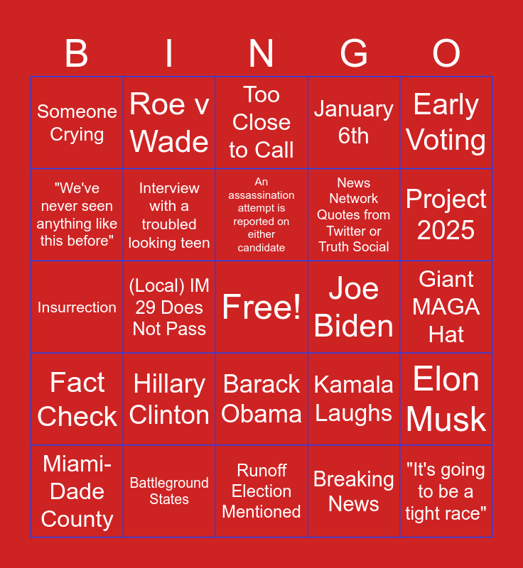 The Decision 2024 Bingo Card