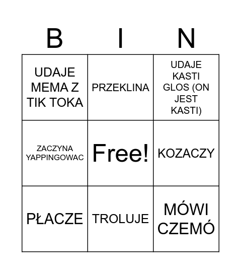 CIPEREK BINGO Card