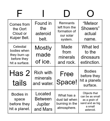 Outer Planets Bingo Card