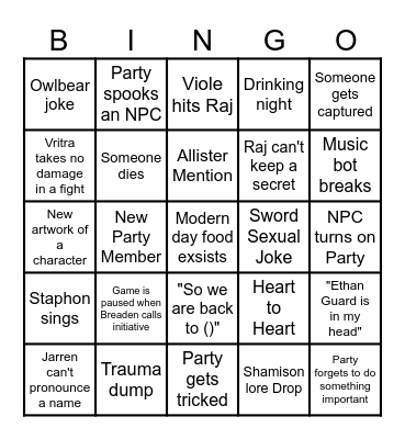 Expulsis Bingo Card