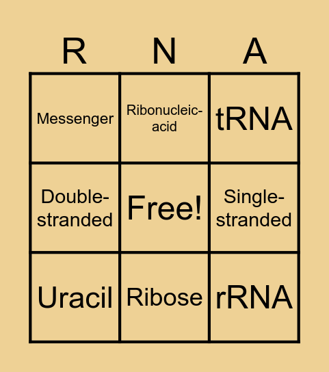 RNA Bingo! Bingo Card