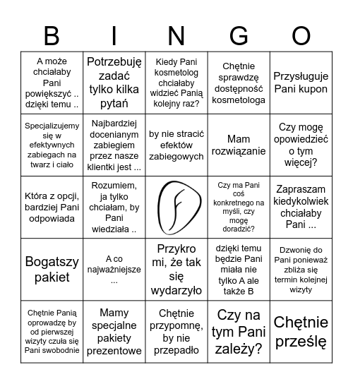 MISTRZ RECEPCJI Bingo Card