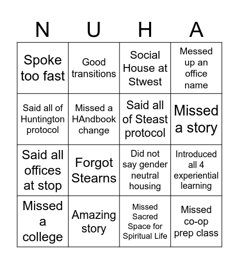 HDM Bingo Card