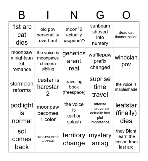 Changing Skies Bingo Card