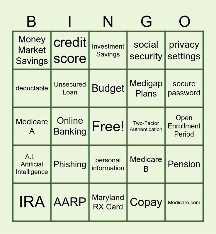 Class Overview Bingo Card