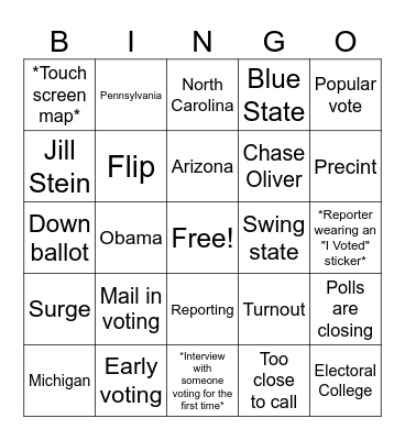 Election Night 2024 Bingo Card
