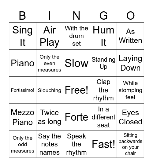 Review Bingo! Bingo Card