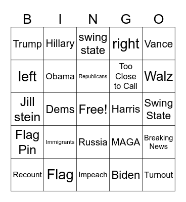 Election 2024 Bingo Card
