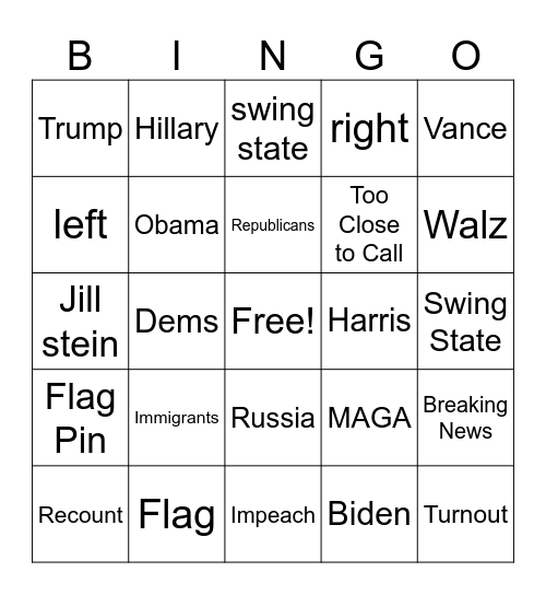 Election 2024 Bingo Card