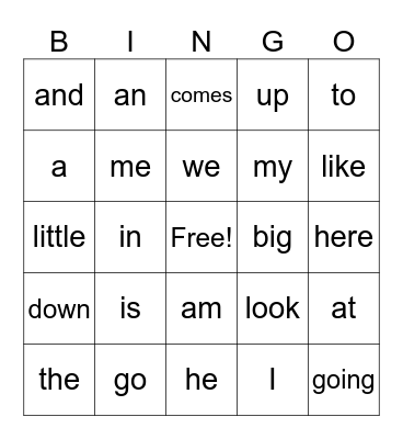 Sight Words - November 2024 Bingo Card