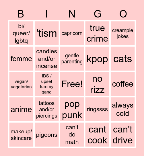 2024 Lee Bingo Card