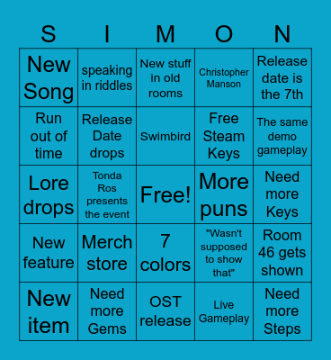 Blue Prince IndieX Presentation Bingo Card