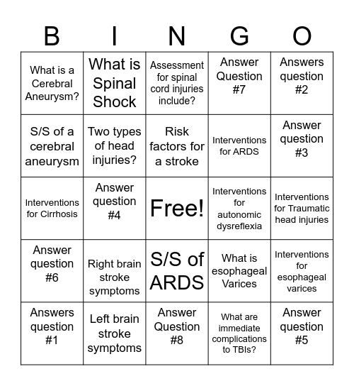 CU Anschutz Bingo #1 Bingo Card