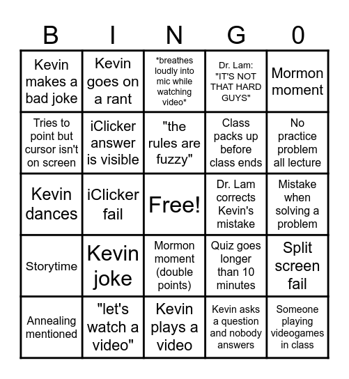 Material Science Bingo Card