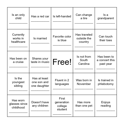 Who's Who Bingo Card