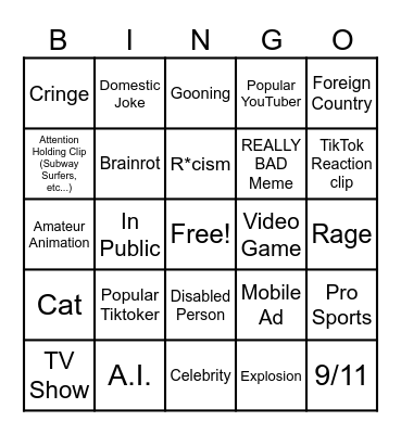 Offensive Memes 1 (by InternetCity) Bingo Card