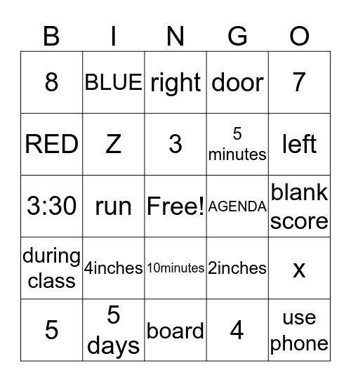 RULES AND REGS Bingo Card