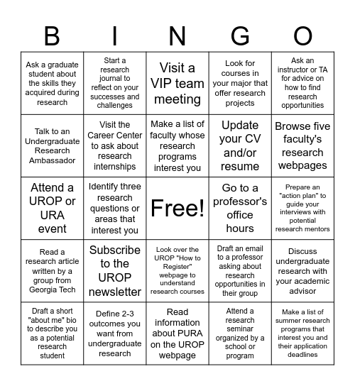 Jumpstart Your Research Potential Bingo Card