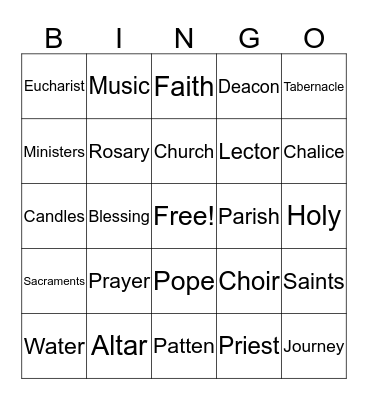 Fun Catholic Bingo Card