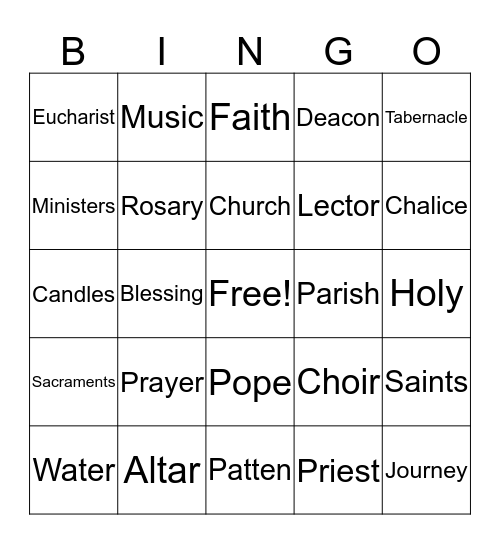 Fun Catholic Bingo Card