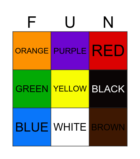COLOR BINGO Card