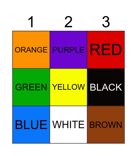 COLOR BINGO Card
