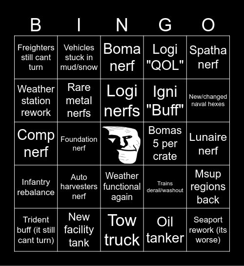 Despair Bingo Card