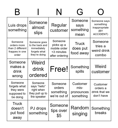 Closing Bingo Card