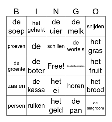 Eet smakelijk Bingo Card