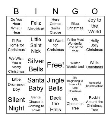 CHRISTMAS CAROL BINGO Card