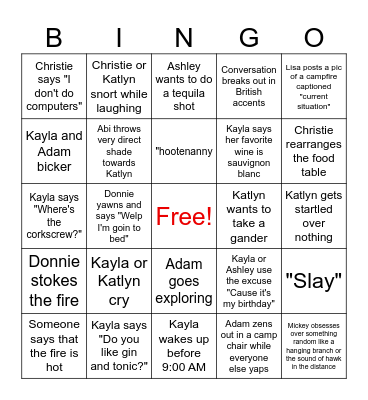 Camping 2024 BINGO Card