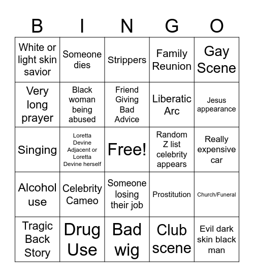 Ty Perry Bingo Card