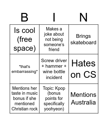 Nicole Bingo Card