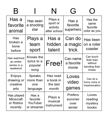Find someone who... Bingo Card