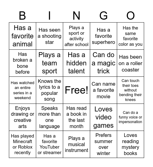 Find someone who... Bingo Card