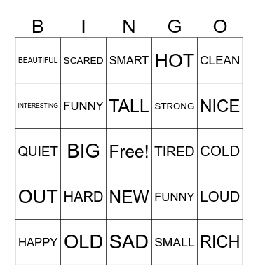 Synonyms and Antonyms Bingo Cards Bingo Card