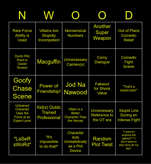 Skeleton Crew Bingo Card