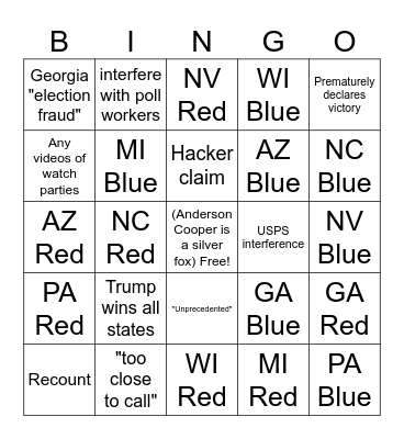 2024 Election Night BINGO Card