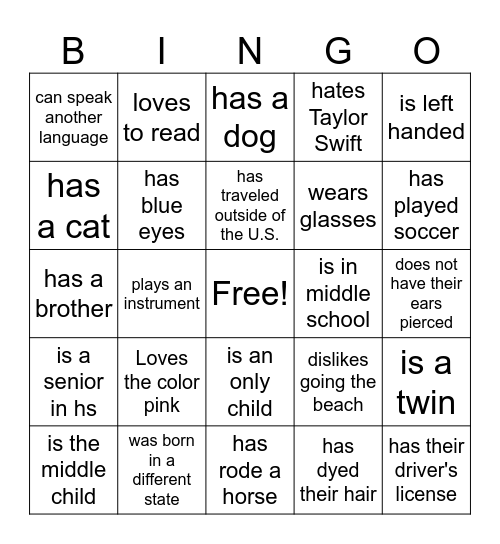 Find someone who.. Bingo Card