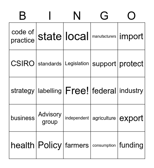 Policy & Legislation Bingo Card