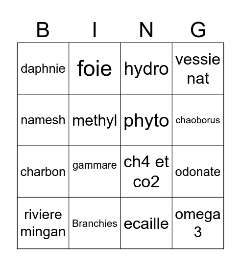 Chaîne alimentaire Bingo Card