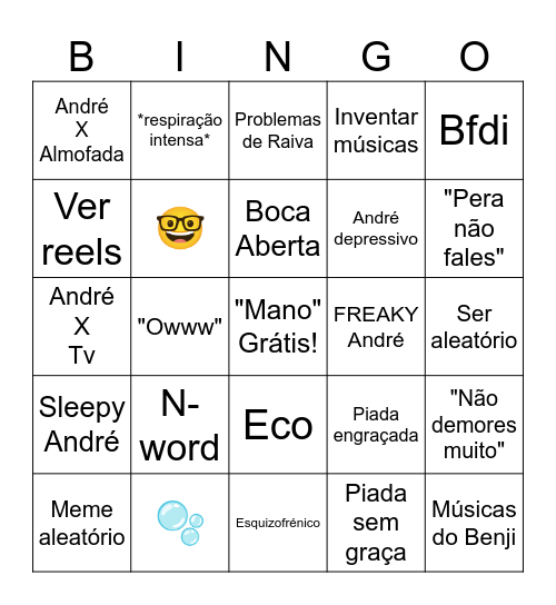 Bingo do André Bingo Card